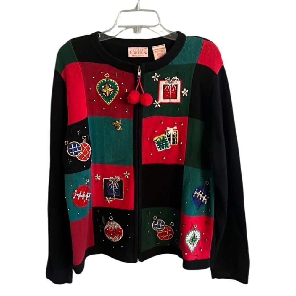 Vintage Women’s Large Christmas Holiday themed cardigan sweater